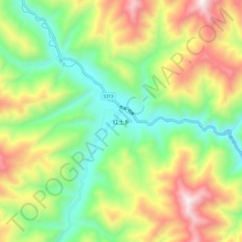 Topografische Karte 红土乡, Höhe, Relief