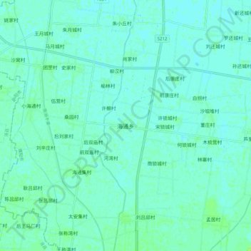 Topografische Karte 海通乡, Höhe, Relief