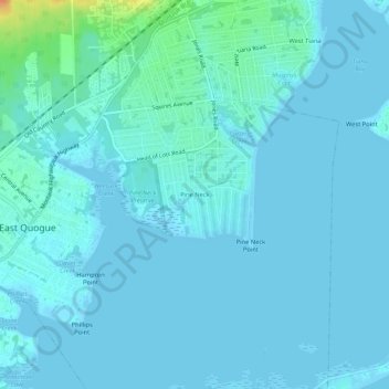 Topografische Karte Pine Neck, Höhe, Relief