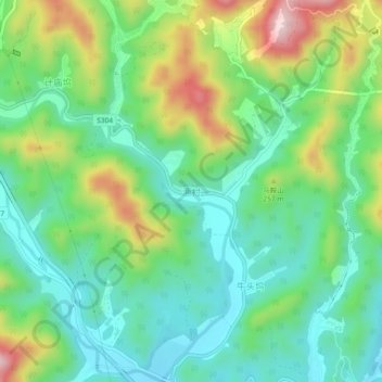 Topografische Karte 渔村, Höhe, Relief