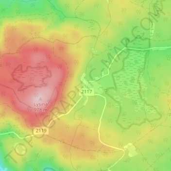 Topografische Karte Glatzen, Höhe, Relief