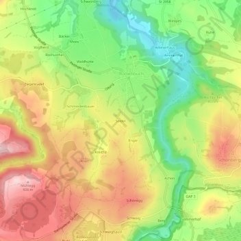 Topografische Karte Solder, Höhe, Relief