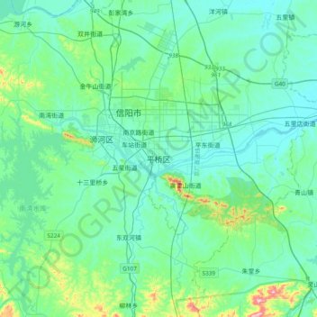 Topografische Karte 平桥区, Höhe, Relief