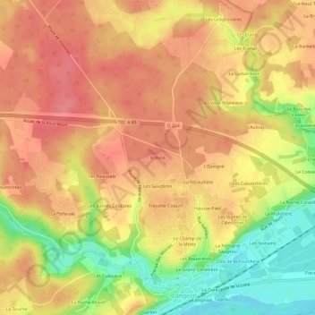 Topografische Karte Bresne, Höhe, Relief