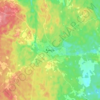 Topografische Karte Åseda, Höhe, Relief