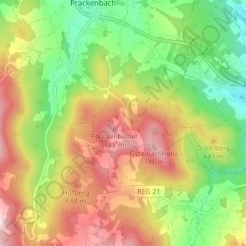 Topografische Karte Schwaben, Höhe, Relief