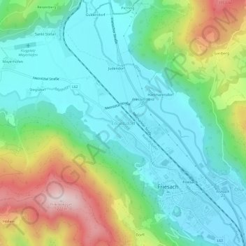 Topografische Karte Engelsdorf, Höhe, Relief