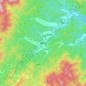 Topografische Karte 南磜镇, Höhe, Relief