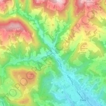 Topografische Karte Loška Gora, Höhe, Relief