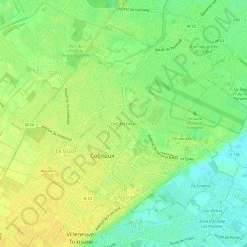 Topografische Karte Cité des Fleurs, Höhe, Relief