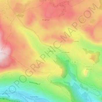 Topografische Karte La Denterie, Höhe, Relief