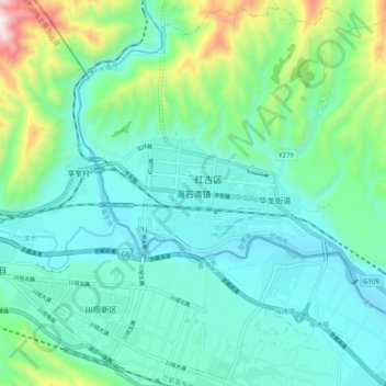 Topografische Karte 海石湾镇, Höhe, Relief