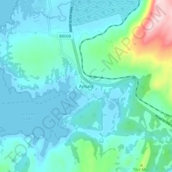 Topografische Karte Arisaig, Höhe, Relief
