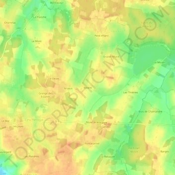 Topografische Karte Rivière, Höhe, Relief