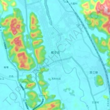 Topografische Karte 安阳镇, Höhe, Relief