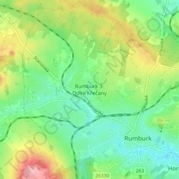Topografische Karte Rumburk 3 - Niederehrenberg, Höhe, Relief