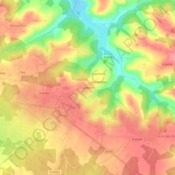 Topografische Karte Cardonne, Höhe, Relief