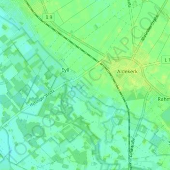 Topografische Karte Obereyll, Höhe, Relief