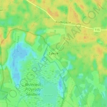 Topografische Karte Sonnenwald, Höhe, Relief