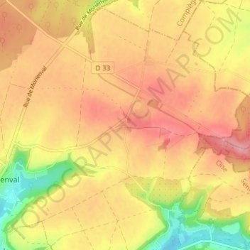Topografische Karte Brassoir, Höhe, Relief