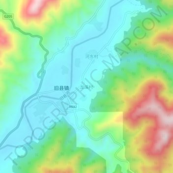 Topografische Karte 龙溪村, Höhe, Relief