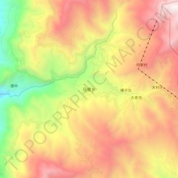 Topografische Karte 乌蒙乡, Höhe, Relief