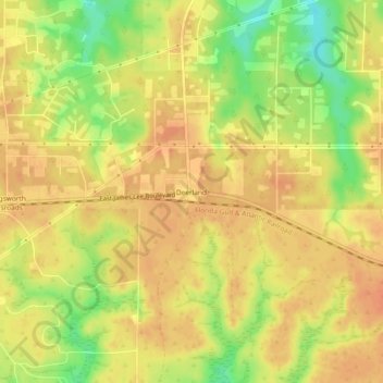 Topografische Karte Deerland, Höhe, Relief