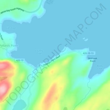 Topografische Karte Pollards Point, Höhe, Relief