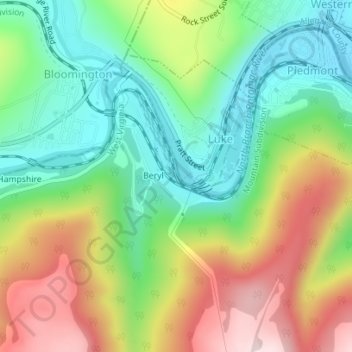 Topografische Karte West Virginia Central Junction, Höhe, Relief