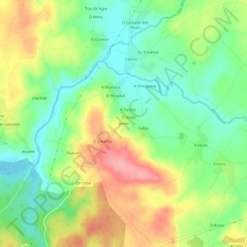 Topografische Karte Vento, Höhe, Relief