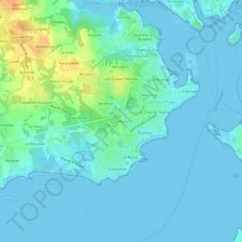 Topografische Karte Le Menez, Höhe, Relief