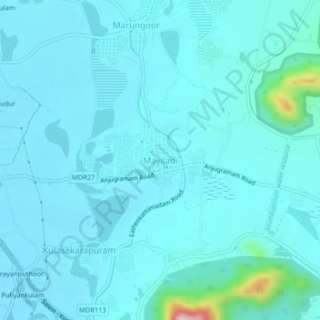 Topografische Karte Mayiladi, Höhe, Relief