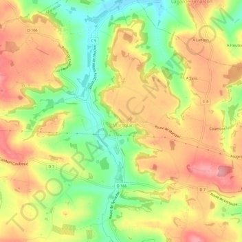 Topografische Karte A Doat, Höhe, Relief