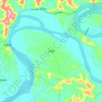 Topografische Karte 三坝乡, Höhe, Relief