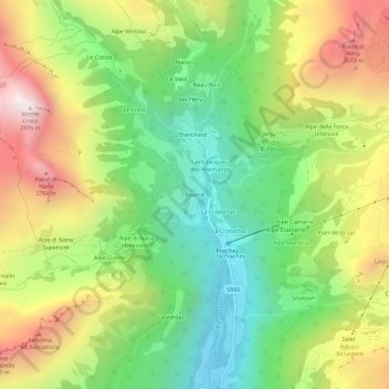 Topografische Karte Rovinal, Höhe, Relief