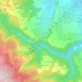 Topografische Karte Les Cotes du Procureur, Höhe, Relief