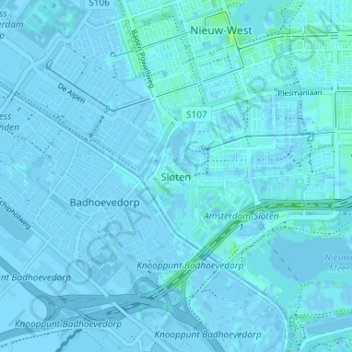 Topografische Karte Sloten, Höhe, Relief