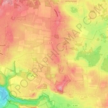 Topografische Karte Pessenhausen, Höhe, Relief