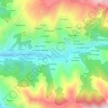 Topografische Karte La Caleyina, Höhe, Relief
