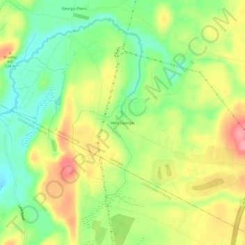 Topografische Karte West Georgia, Höhe, Relief