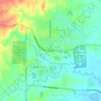 Topografische Karte Kamatis, Höhe, Relief