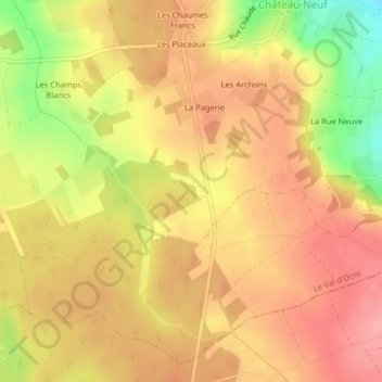 Topografische Karte D 955, Höhe, Relief