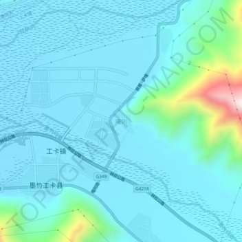 Topografische Karte 嘎则, Höhe, Relief