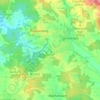 Topografische Karte Tiefendobl, Höhe, Relief