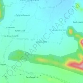 Topografische Karte Valayapatti, Höhe, Relief