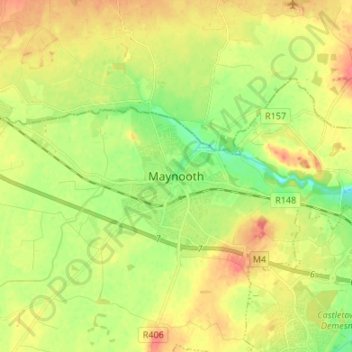 Topografische Karte Maynooth, Höhe, Relief