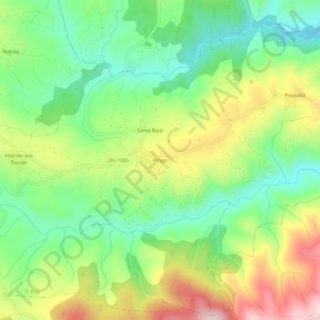 Topografische Karte Progo, Höhe, Relief