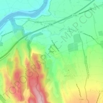 Topografische Karte Pouyet, Höhe, Relief