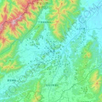 Topografische Karte 江永县, Höhe, Relief