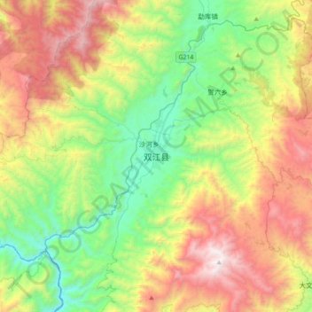 Topografische Karte 双江县, Höhe, Relief
